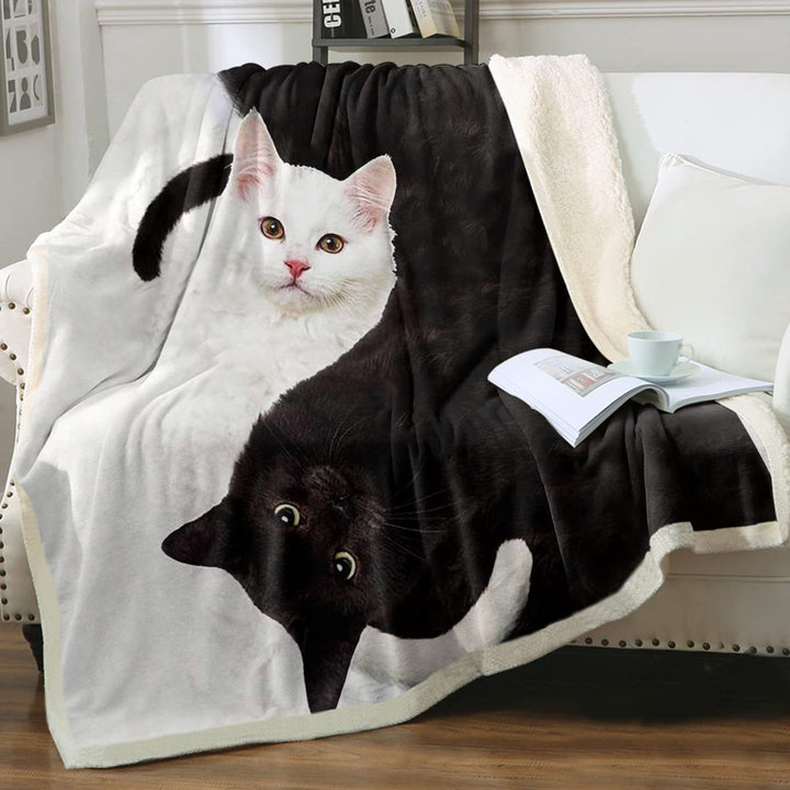 Cat Sherpa Blanket Animal Pattern Printing Double Layer Children