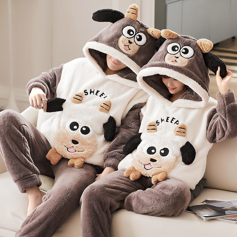 Fashion Hooded Coral Fleece Casual Loungewear Set