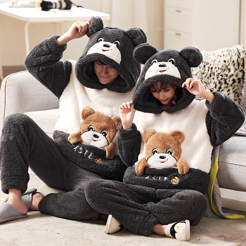 Fashion Hooded Coral Fleece Casual Loungewear Set