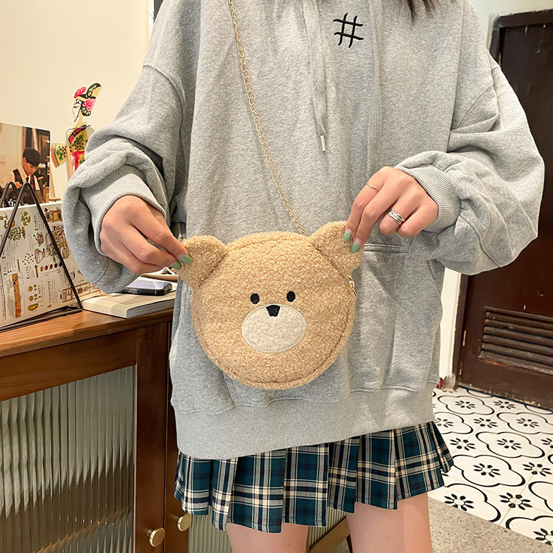 Cute Plush Embroidery Little Bear Pattern Bag