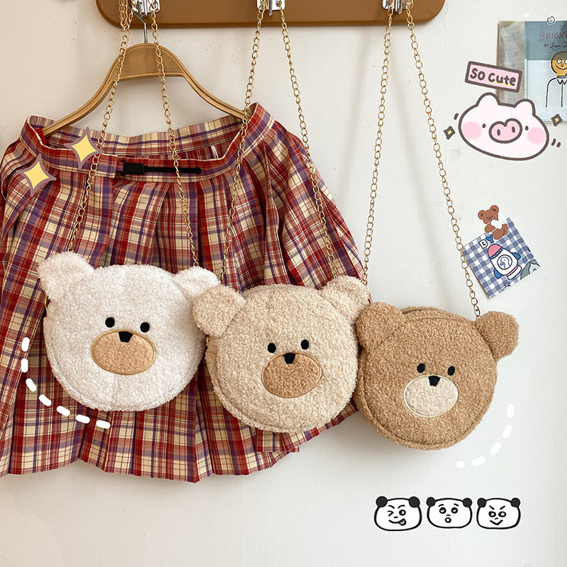 Cute Plush Embroidery Little Bear Pattern Bag