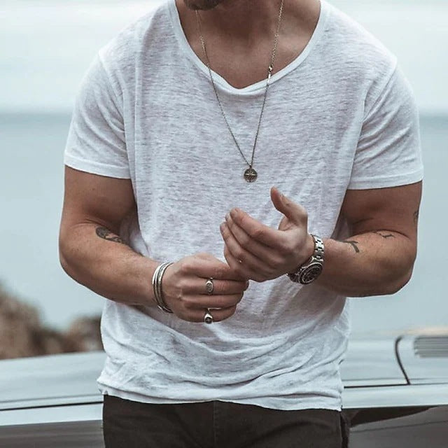 Summer Thin Menswear T-shirt Solid Color Loose